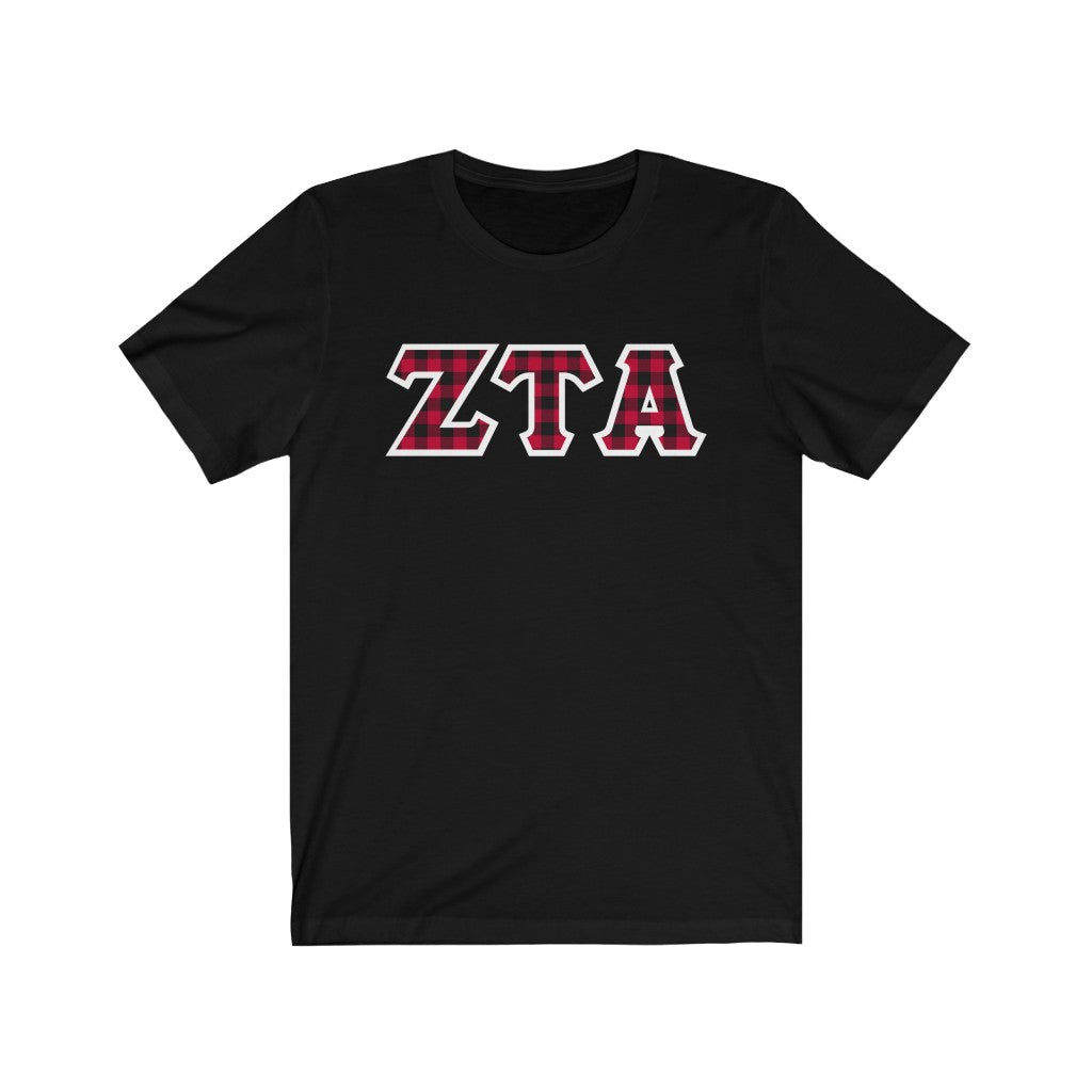 Zeta Tau Alpha Printed Letters | Buffalo Plaid T-Shirt