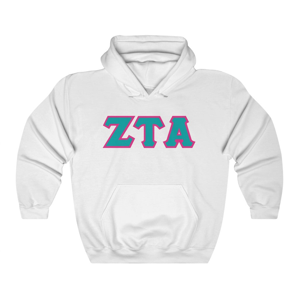 ZTA Printed Letters | Turquoise & Hot Pink Border Hoodie