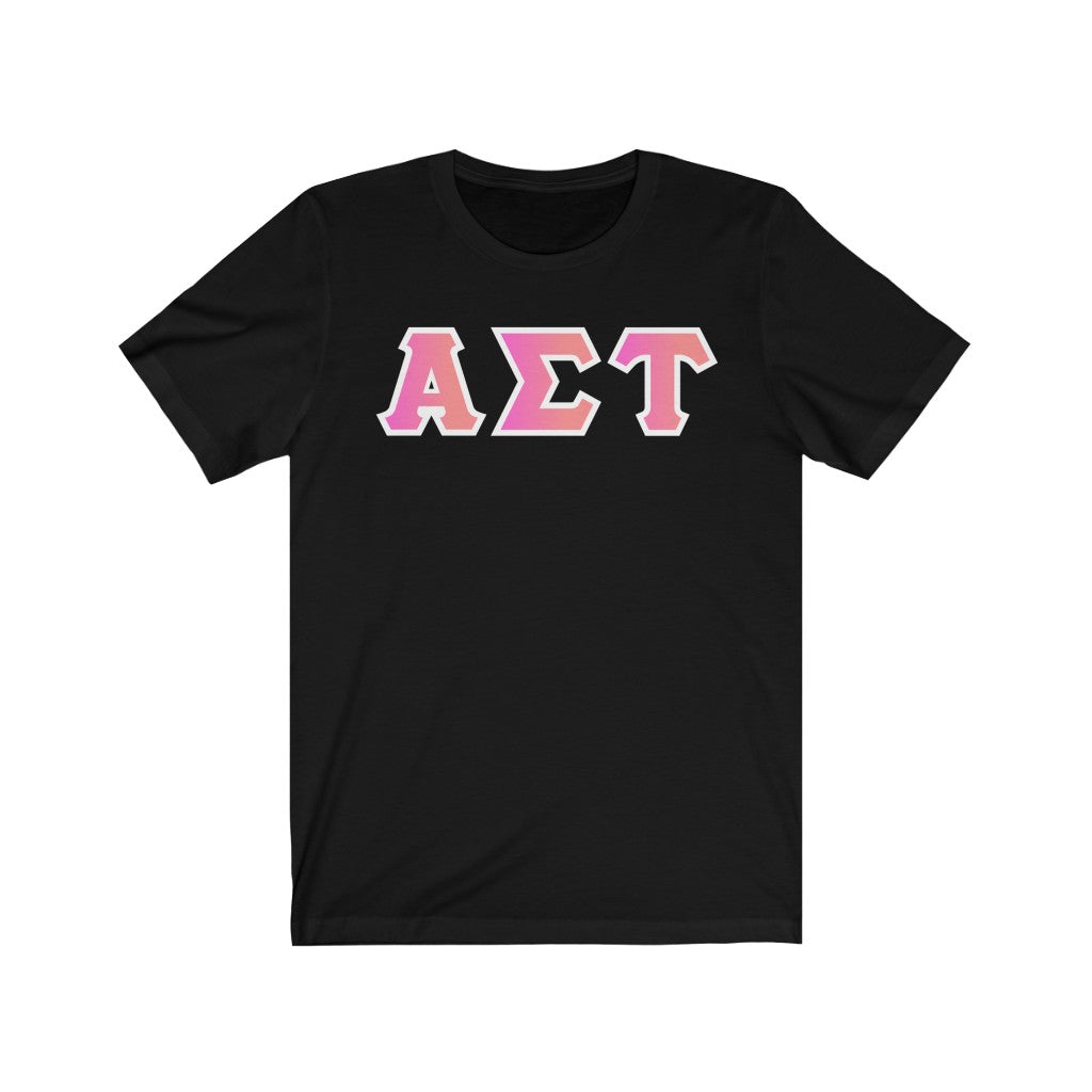 Alpha Sigma Tau Printed Letters | Bubble Gum T-Shirt