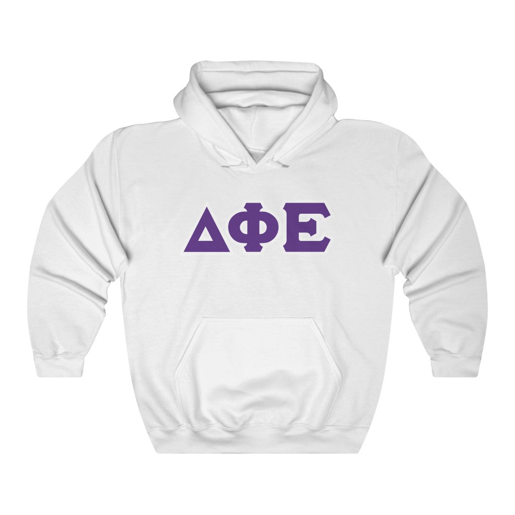 Delta Phi Epsilon Printed Letters | Purple with White Border Hoodie