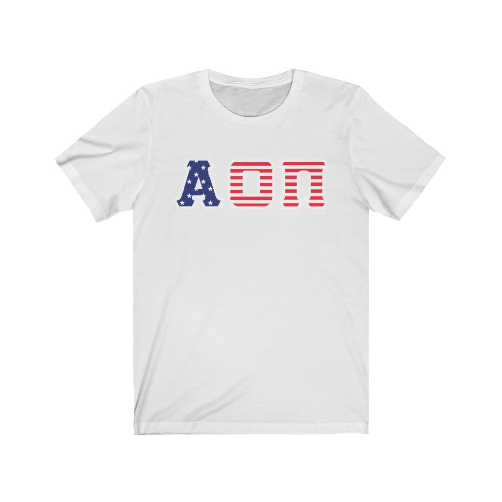 AOII Printed Letters | American Flag Pattern T-Shirt