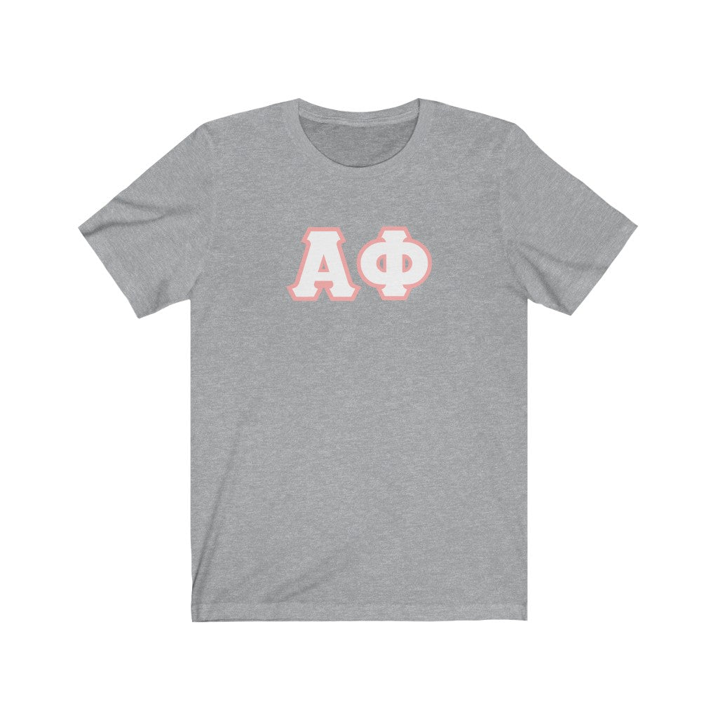 Alpha Phi Printed Letters | White & Pink Border T-Shirt