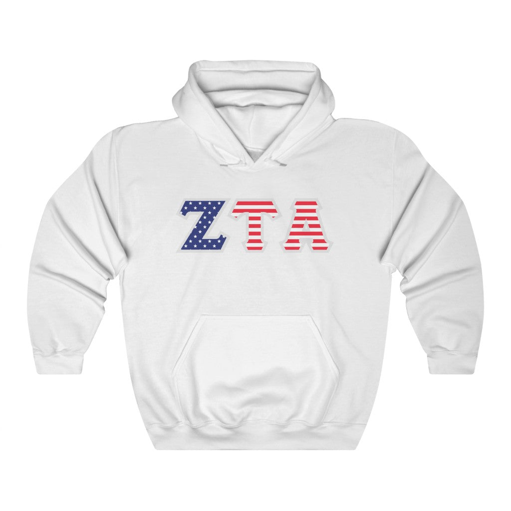 ZTA Printed Letters | American Flag Pattern Hoodie
