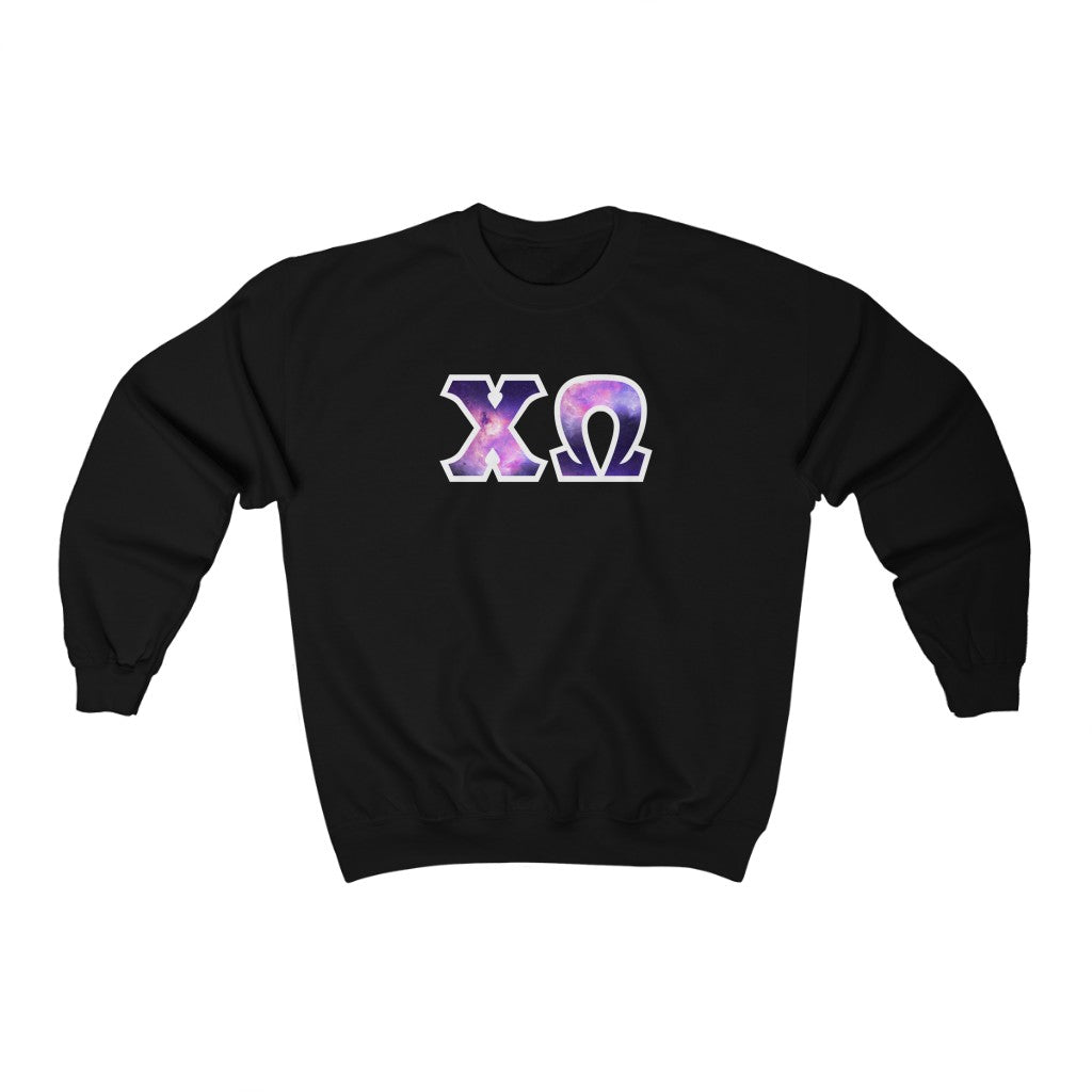 Chi Omega Printed Letters | Galaxy Crewneck