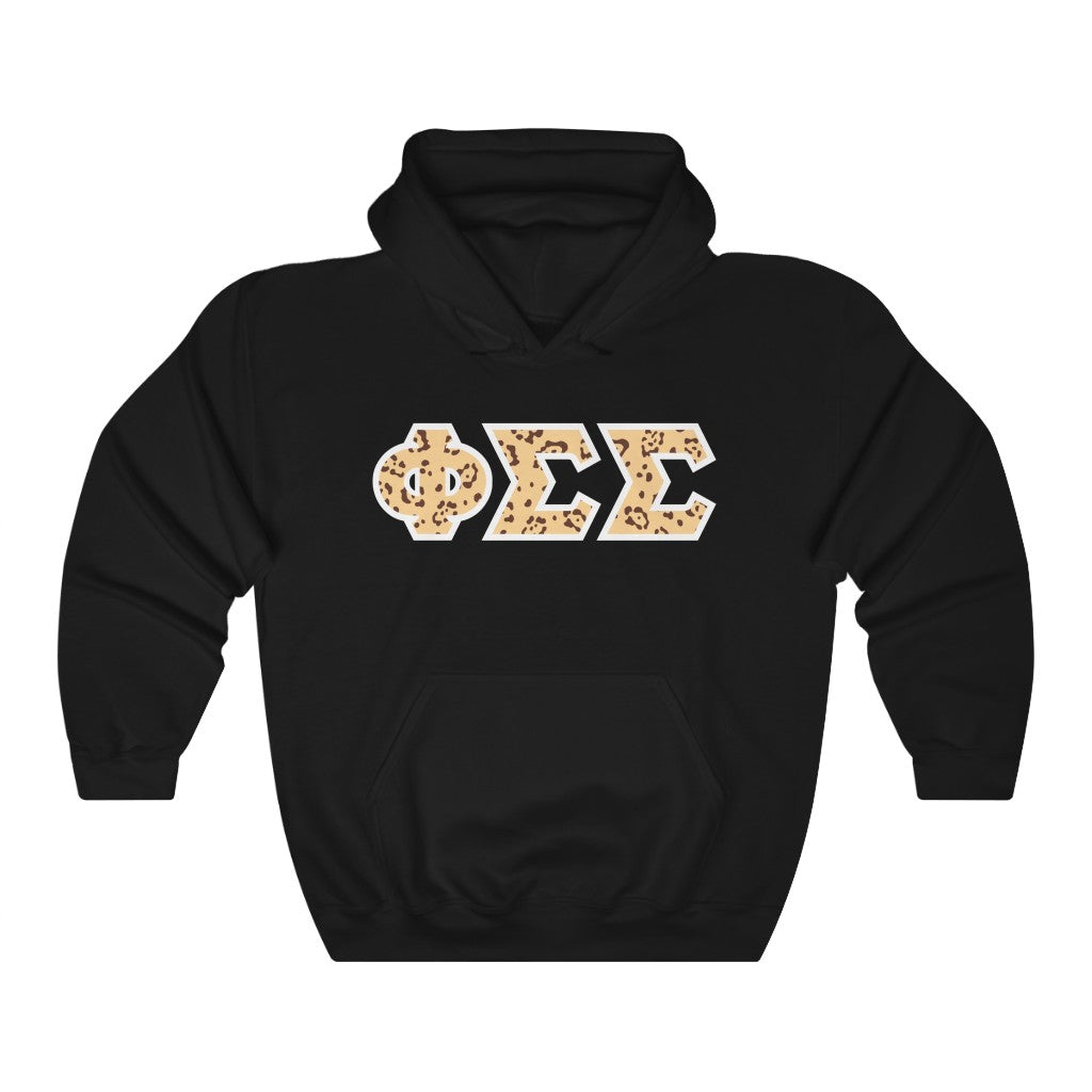 Phi Sigma Sigma Printed Letters | Leopard Print Hoodie