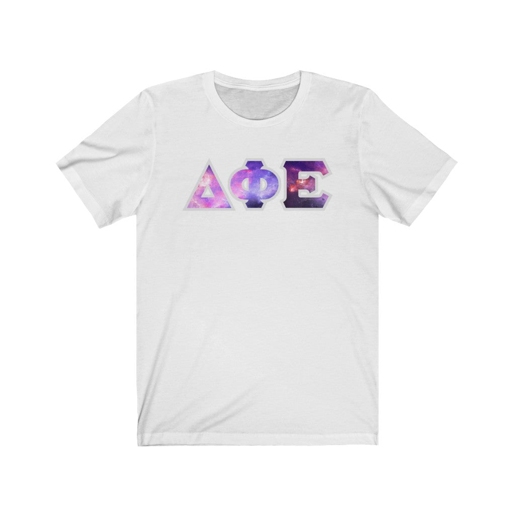 Delta Phi Epsilon Printed Letters | Galaxy T-Shirt