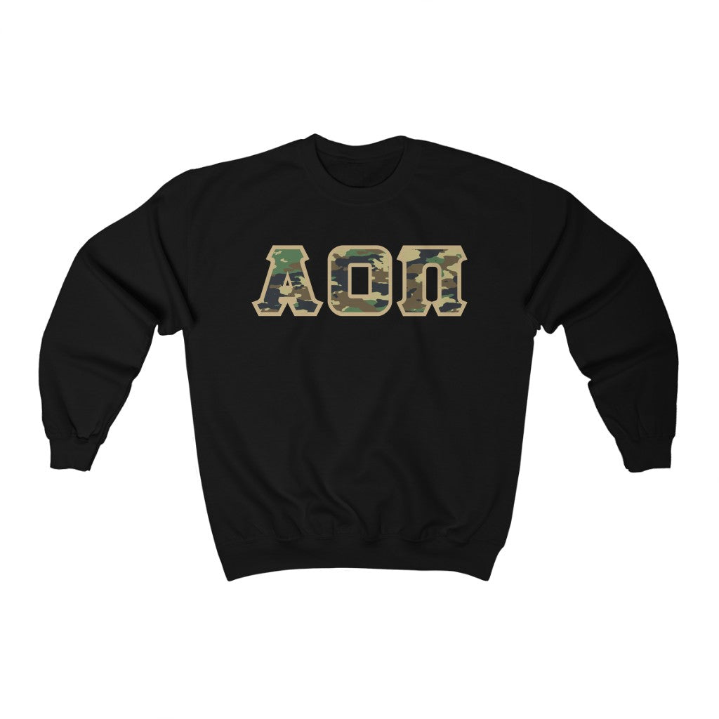 AOII Printed Letters | Camouflage Crewneck