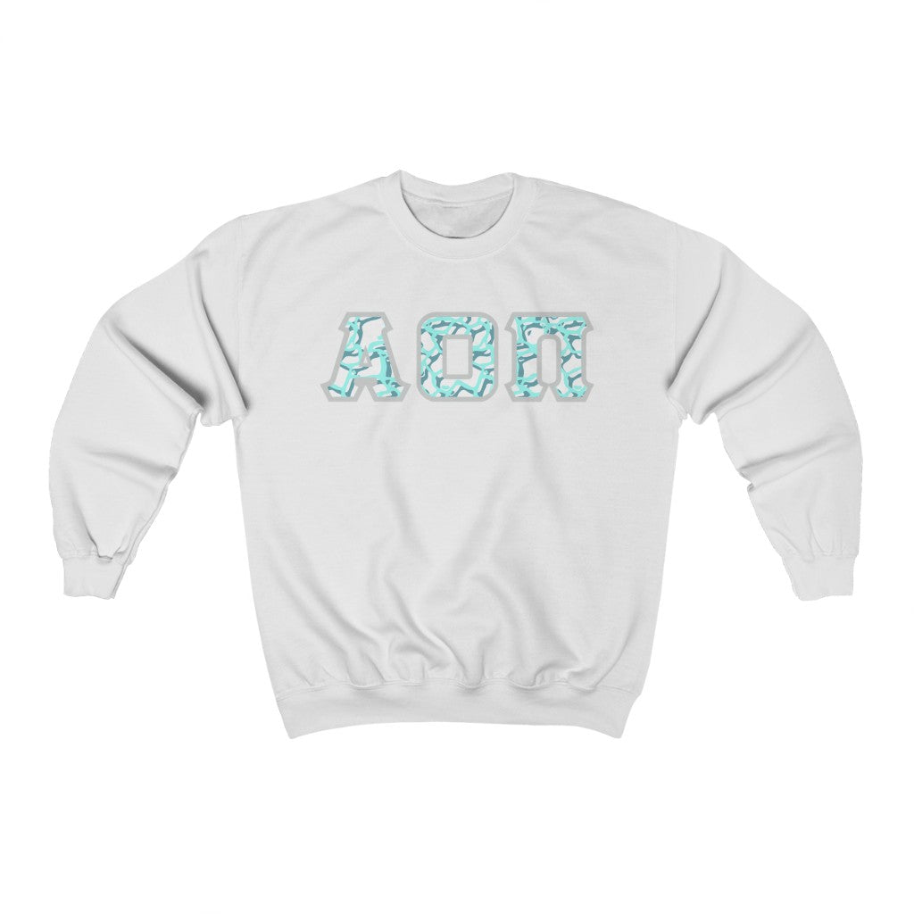Alpha Omicron Pi Printed Letters | Under the Sea Crewneck