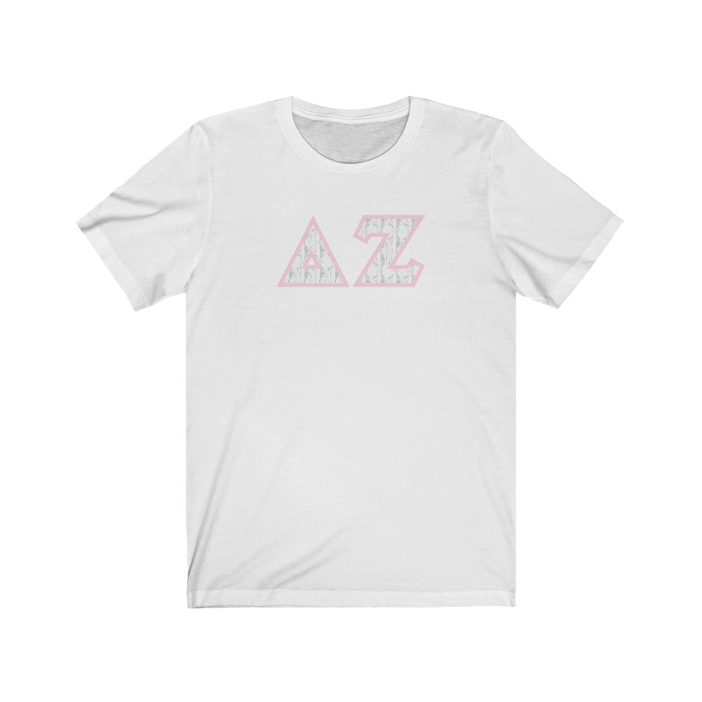 Delta Zeta Printed Letters | Pink Marble T-Shirt