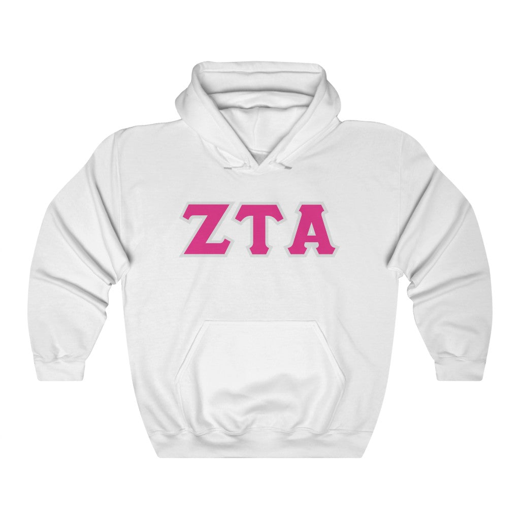 ZTA Printed Letters | Hot Pink with Grey Border Hoodie