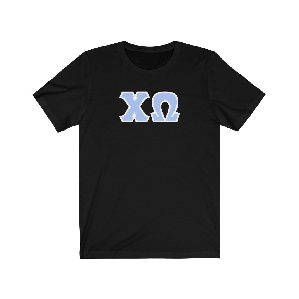 Chi Omega Printed Letters | Blue with White Border T-Shirt