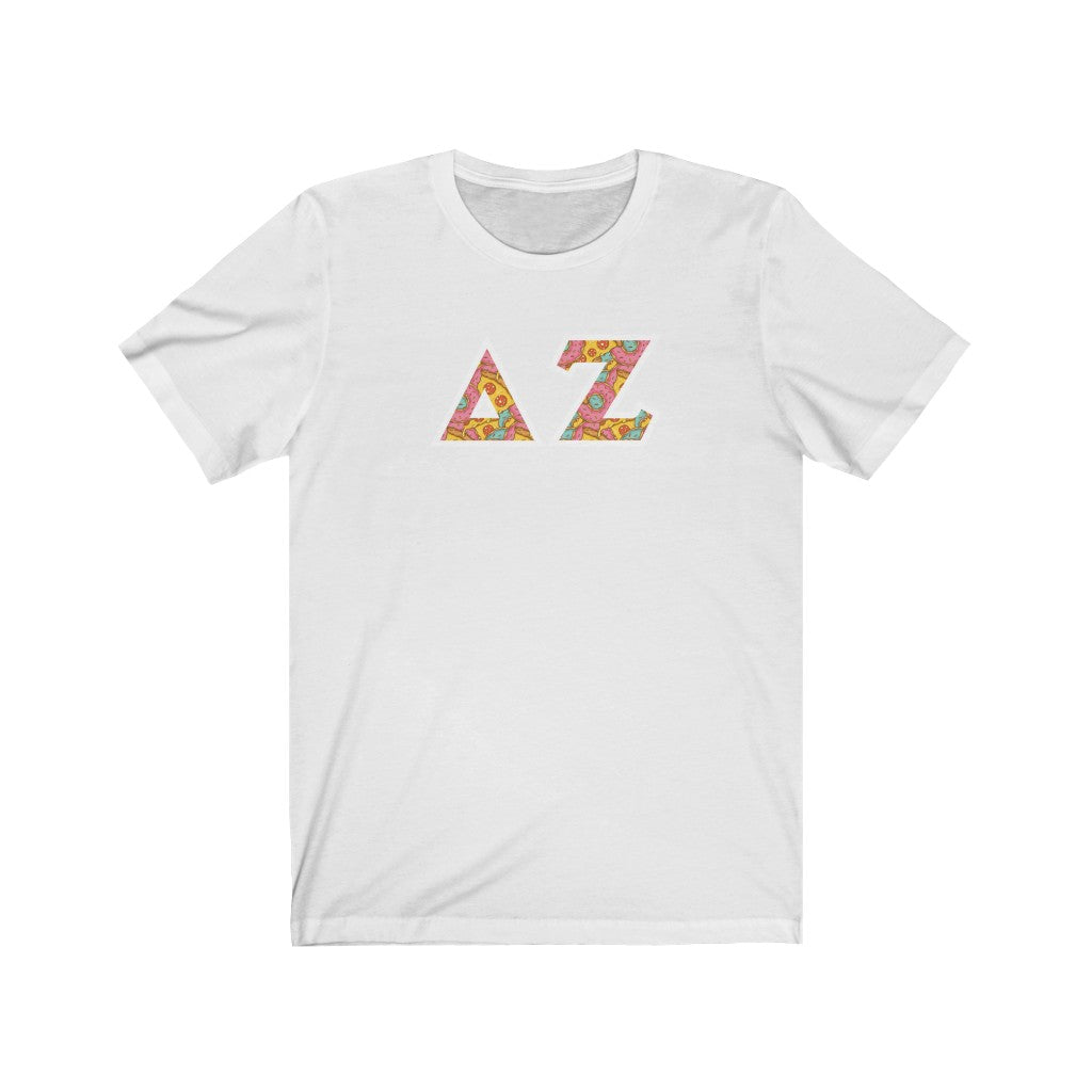 Delta Zeta Printed Letters | Pizza and Donuts T-Shirt