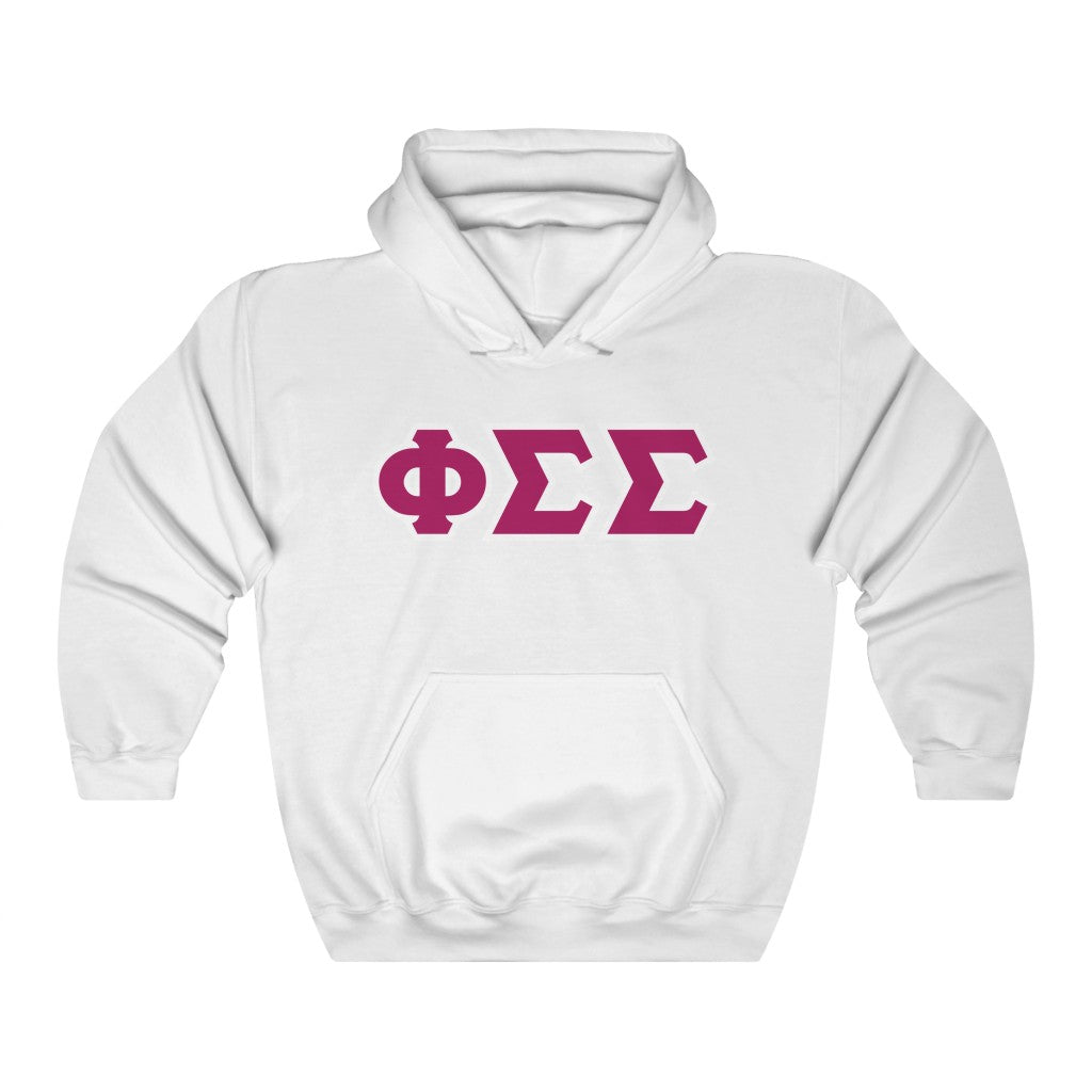 Phi Sig Printed Letters | Drk Pink & White Border Hoodie