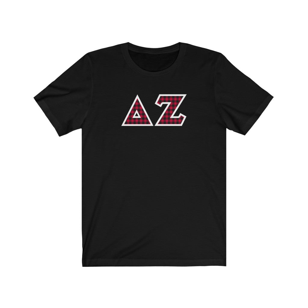 Delta Zeta Printed Letters | Buffalo Plaid T-Shirt