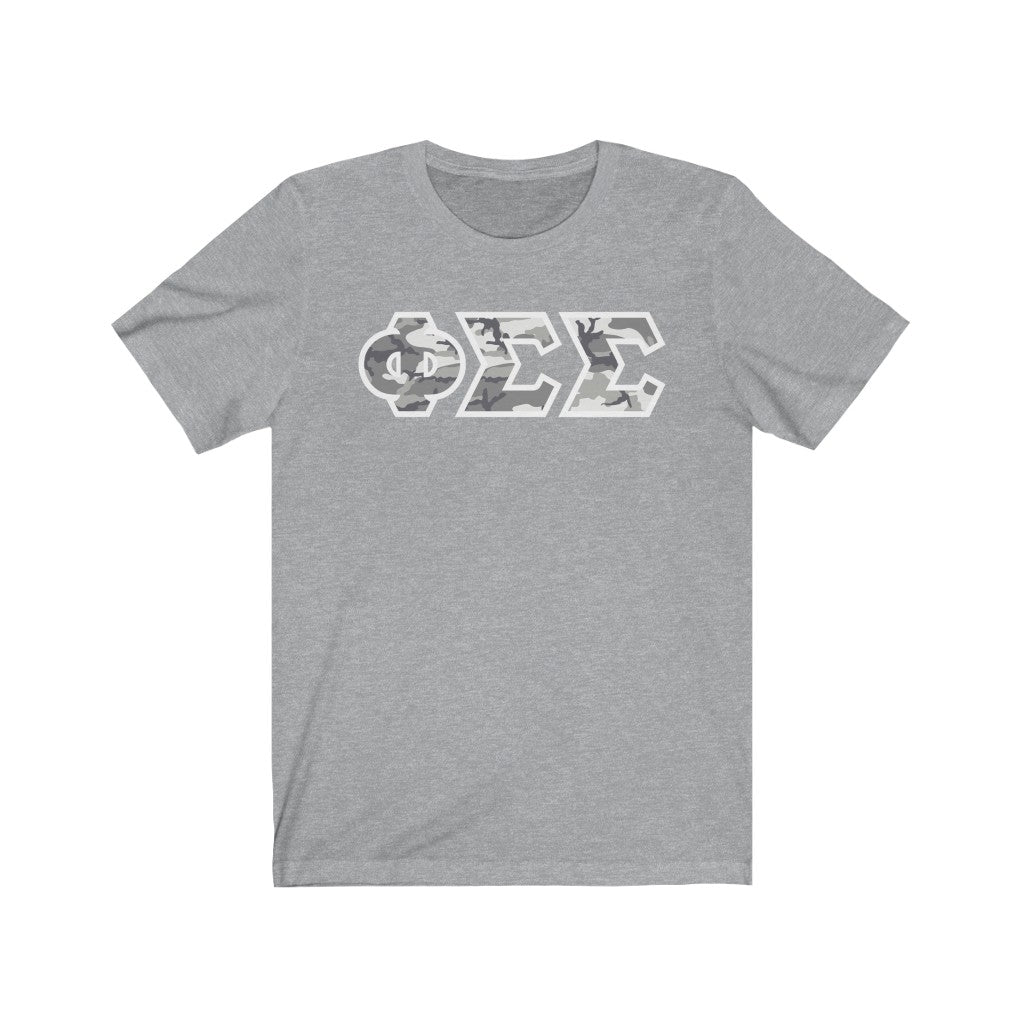 Phi Sigma Sigma Printed Letters | Winter Camo T-Shirt
