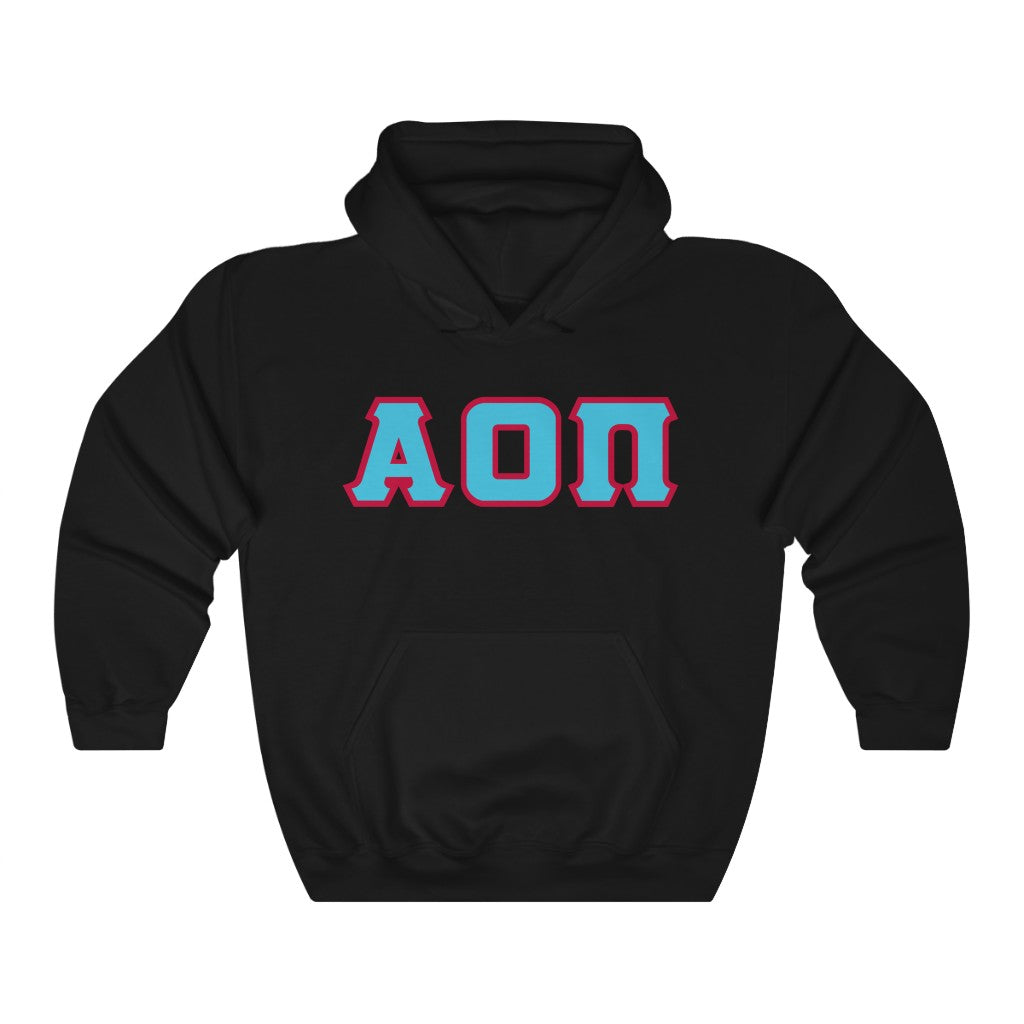 AOII Printed Letters | Cyan with Red Border Hoodie
