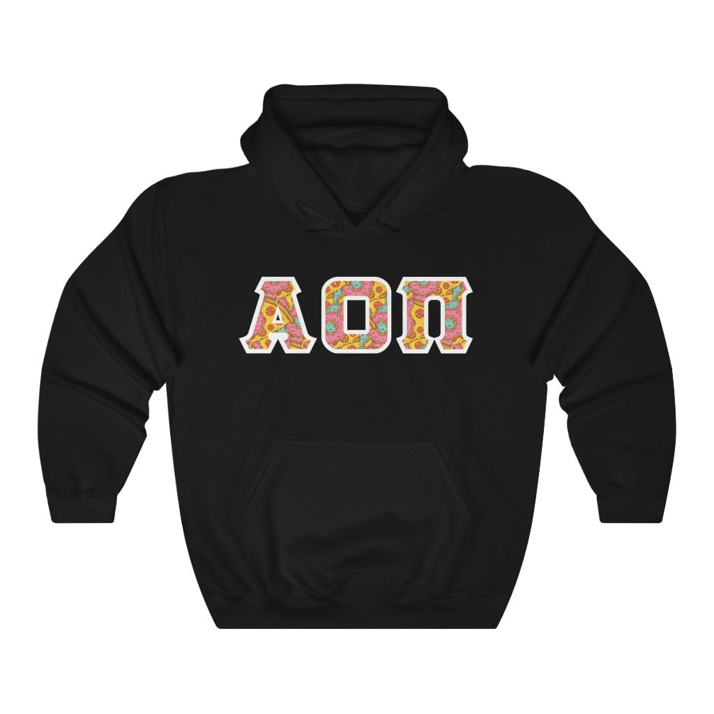 AOII Printed Letters | Pizza and Donuts Hoodie
