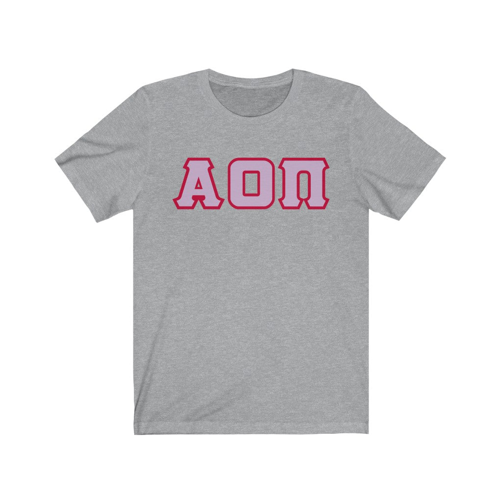 AOII Printed Letters | Lavender with Red Border T-Shirt