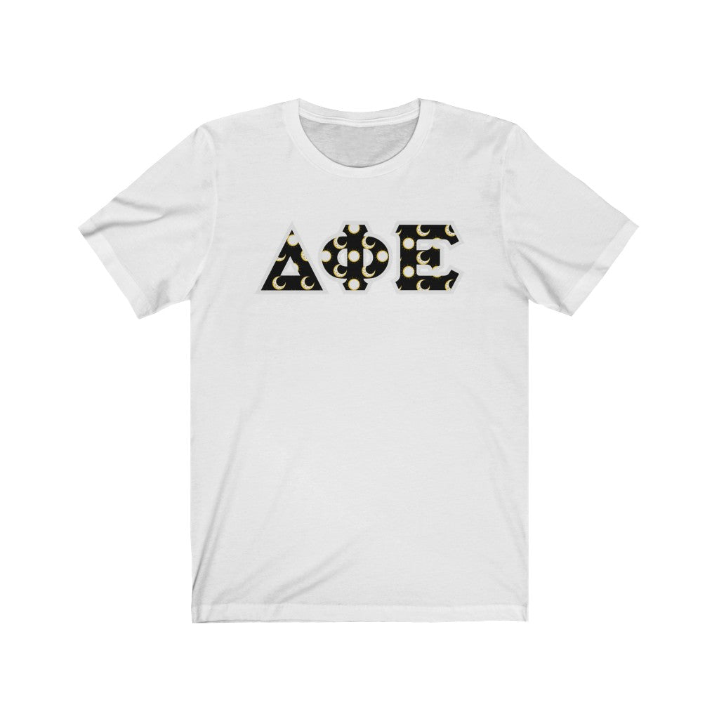 Delta Phi Epsilon Printed Letters | Sun and Moon T-Shirt