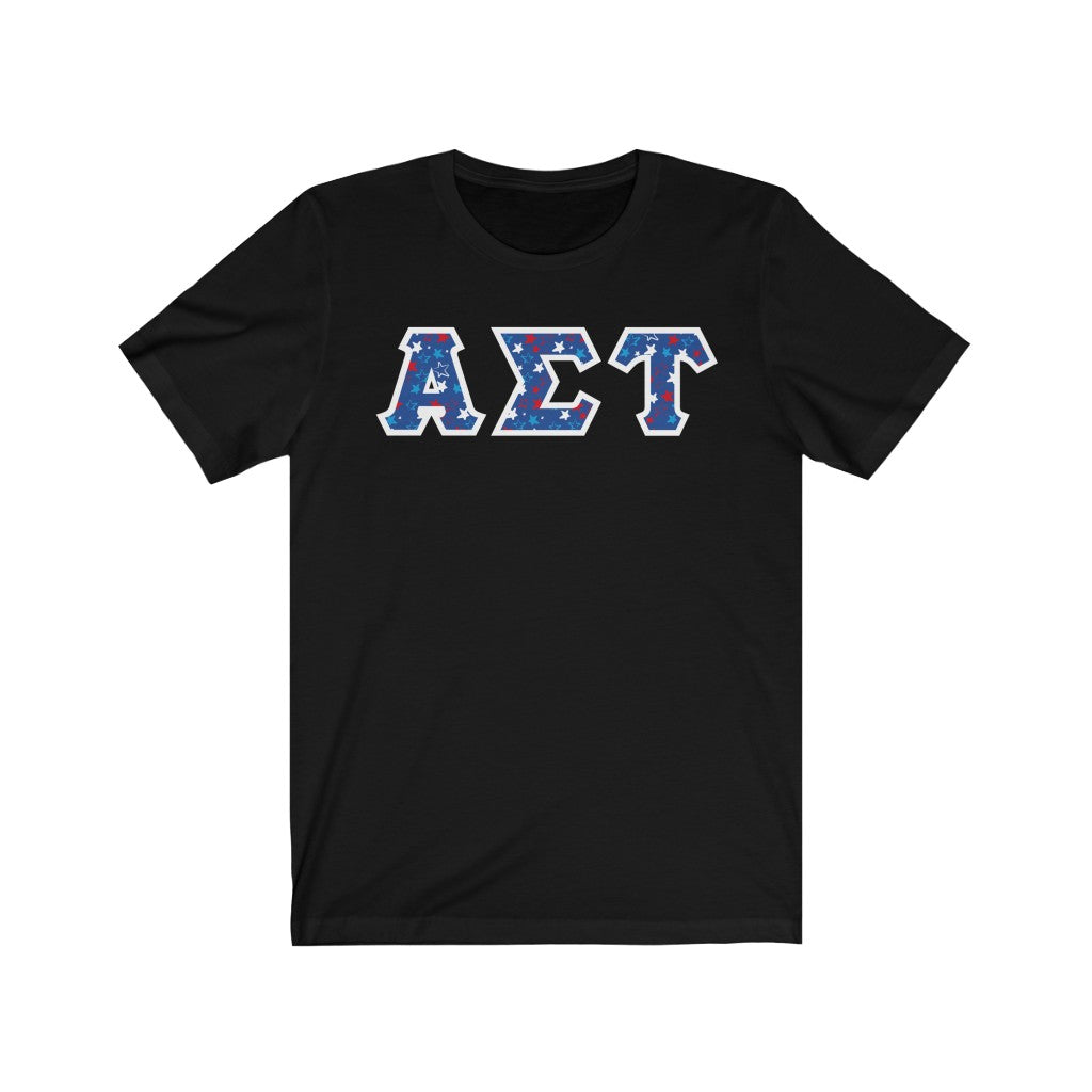 Alpha Sigma Tau Printed Letters | USA Stars T-Shirt