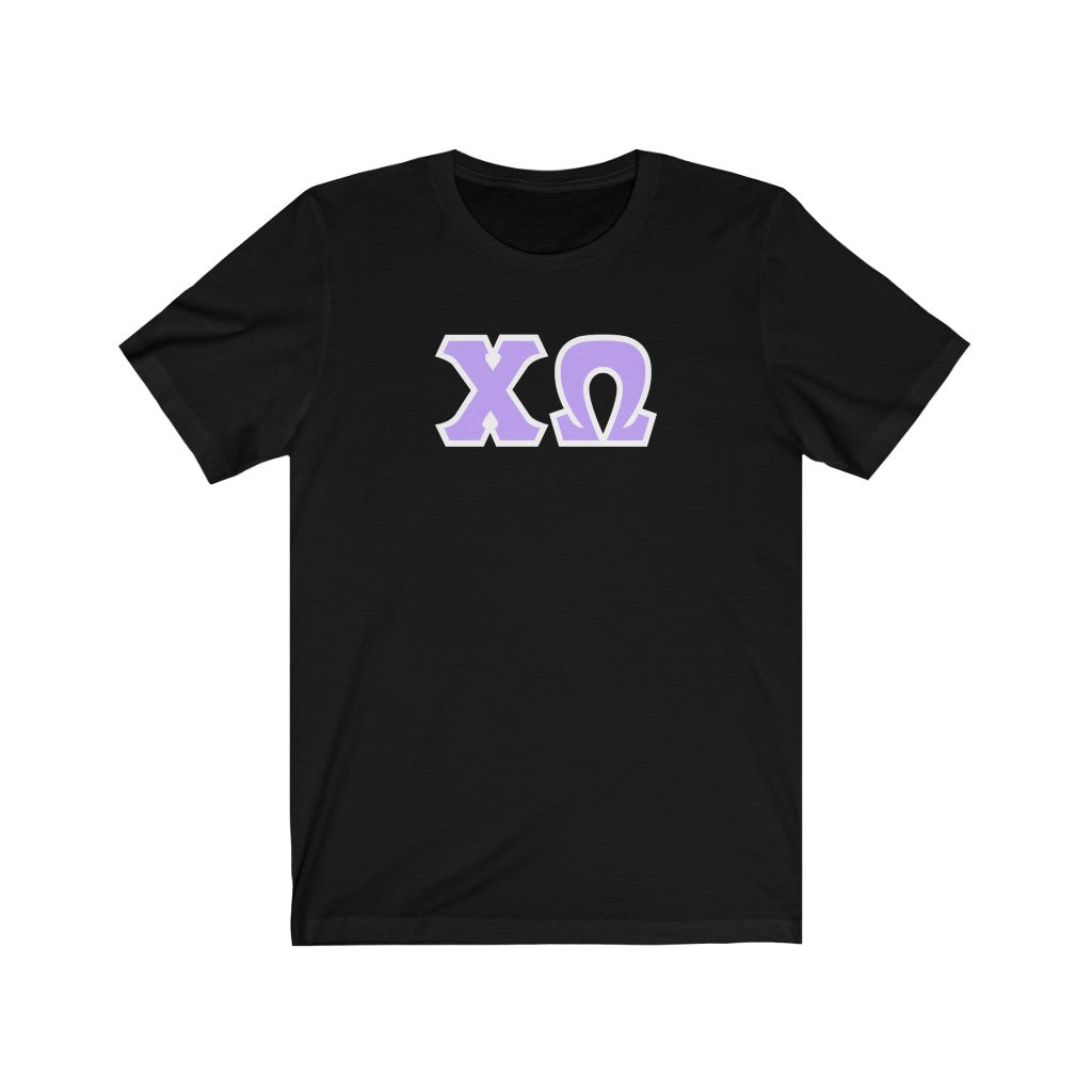 Chi Omega Print Letters | Purple with White Border T-Shirt