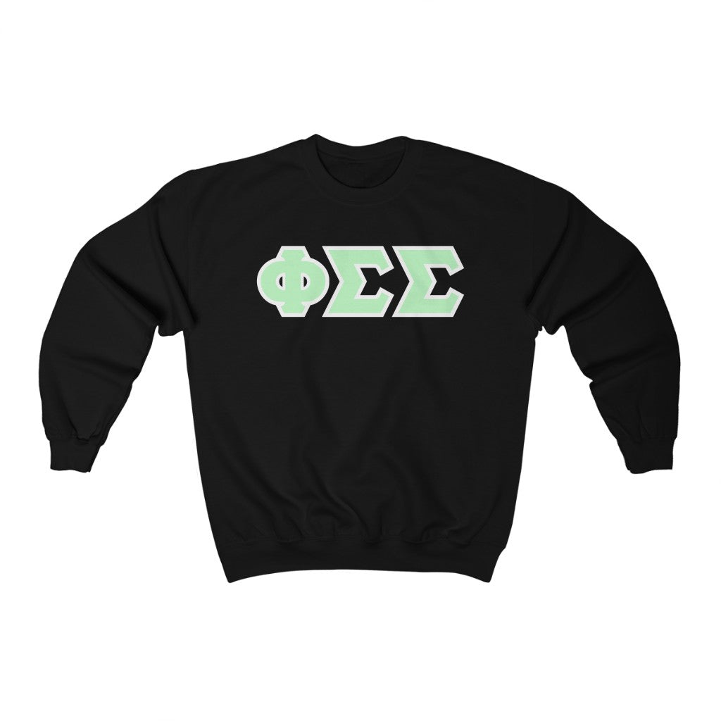 Phi Sigma Sigma Printed Letters | Mint with White Border Crewneck