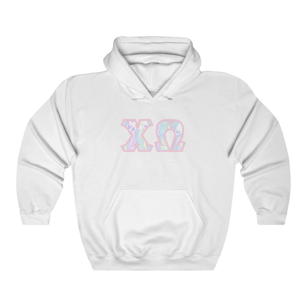 Chi Omega Printed Letters | Pastel Tie-Dye Hoodie