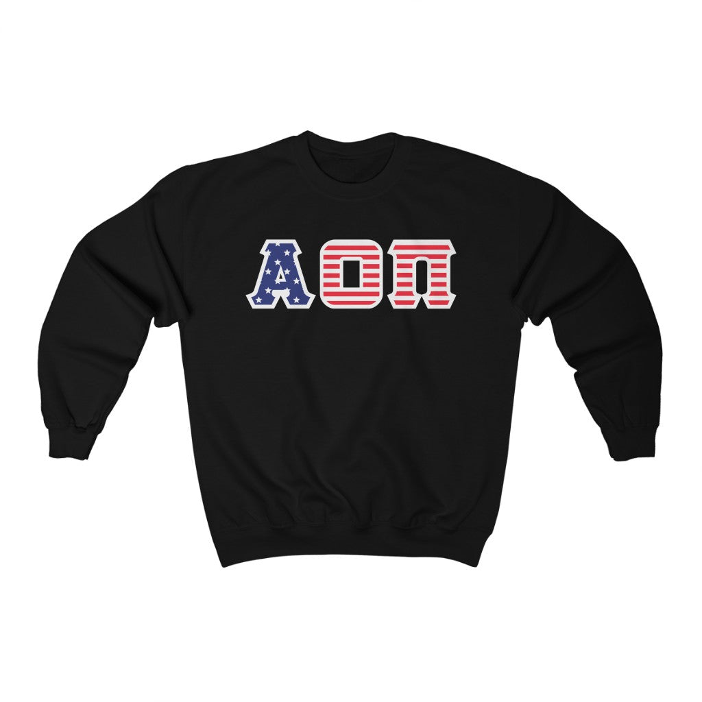 AOII Printed Letters | American Flag Pattern Crewneck