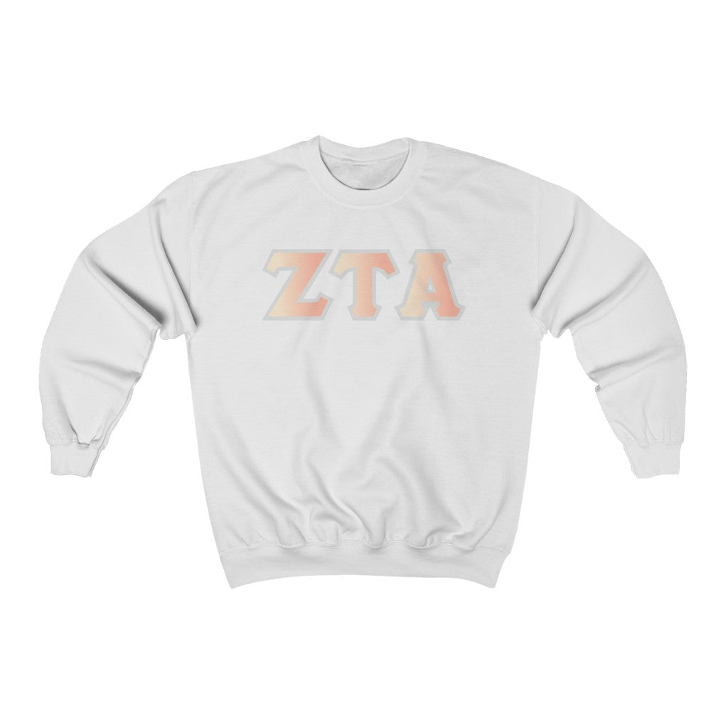 Zeta Tau Alpha Printed Letters | Peach Sunrise Crewneck