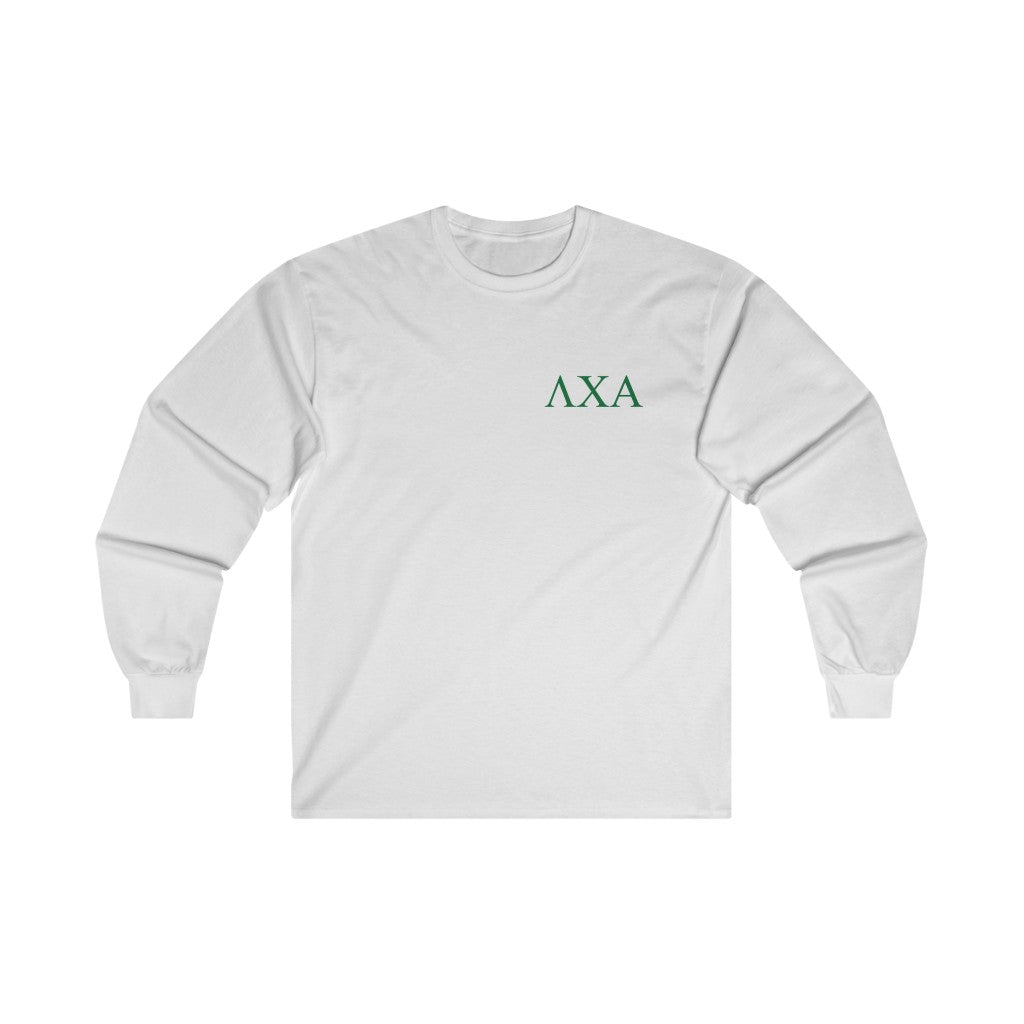 Lambda Chi Alpha Graphic Long Sleeve T-Shirt | Green Letters LC